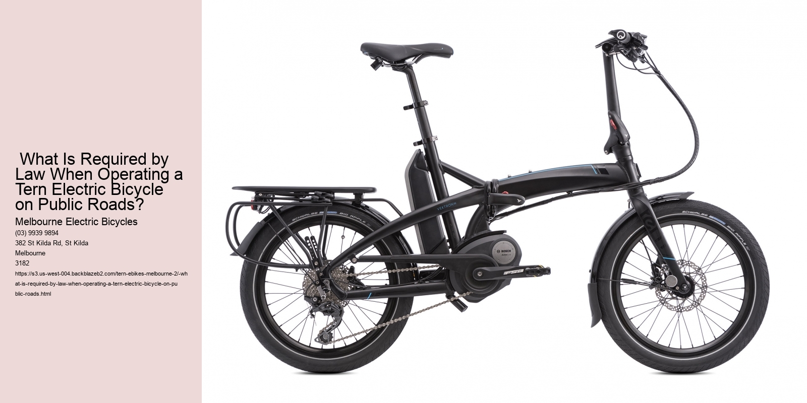  What Is Required by Law When Operating a Tern Electric Bicycle on Public Roads?
