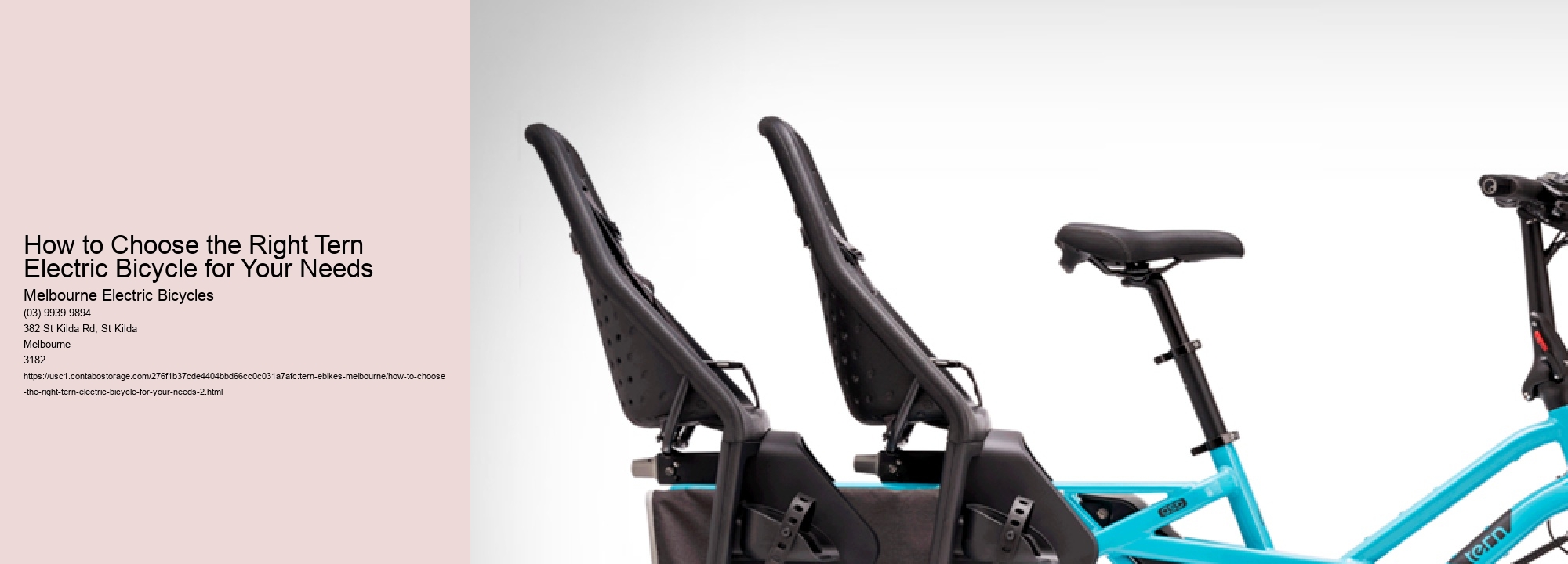 How to Choose the Right Tern Electric Bicycle for Your Needs