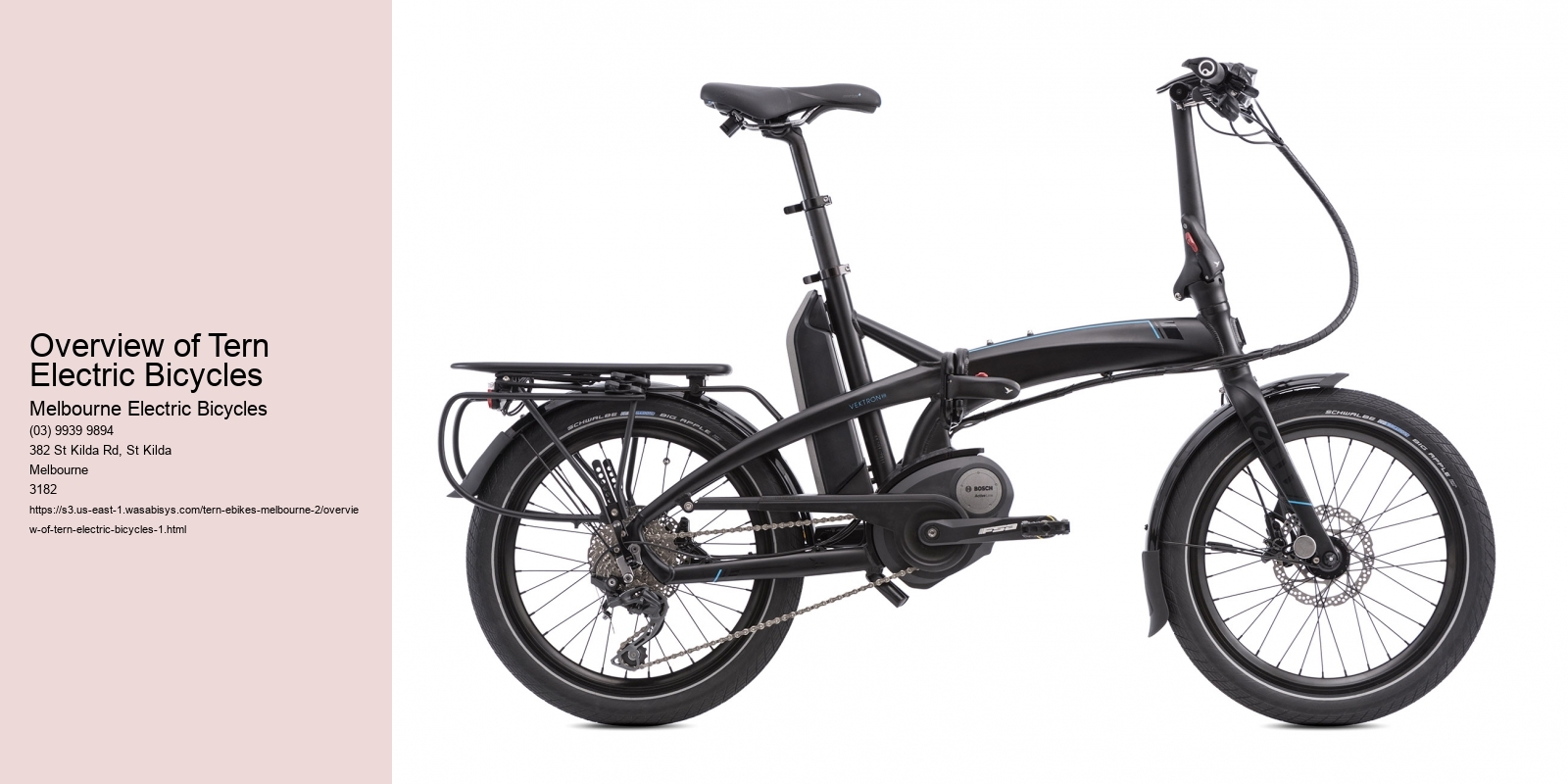 Overview of Tern Electric Bicycles