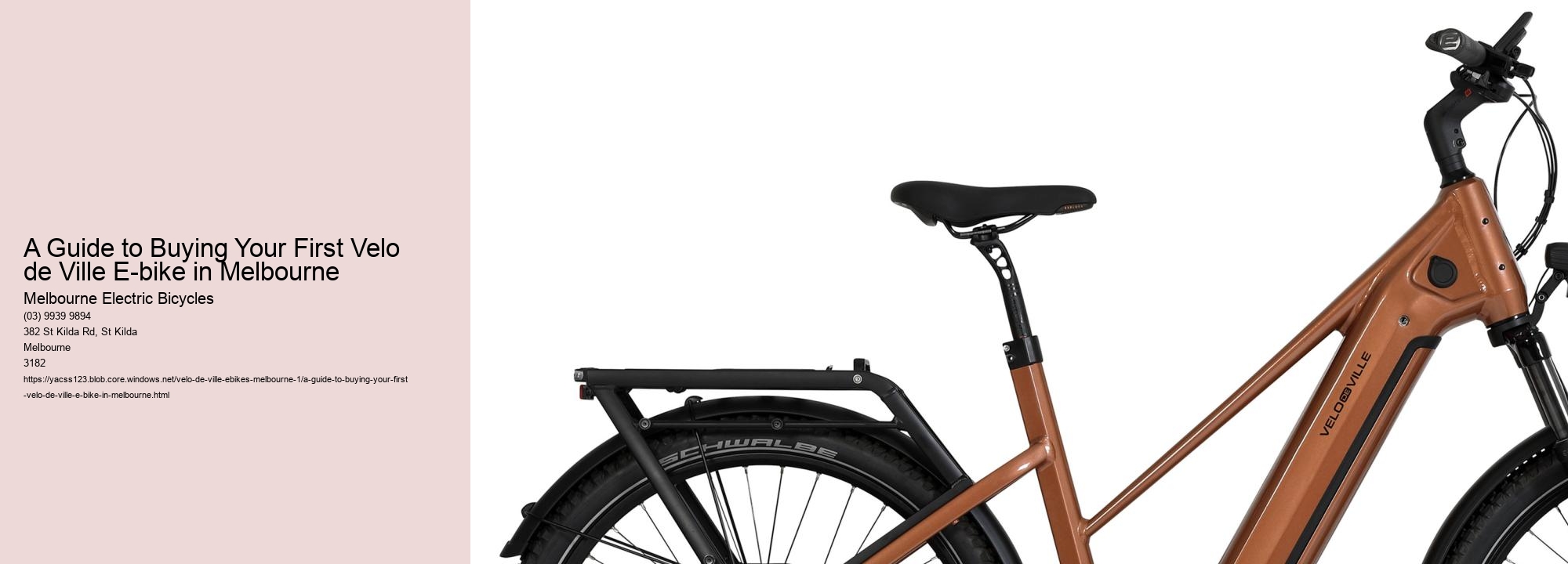 A Guide to Buying Your First Velo de Ville E-bike in Melbourne  