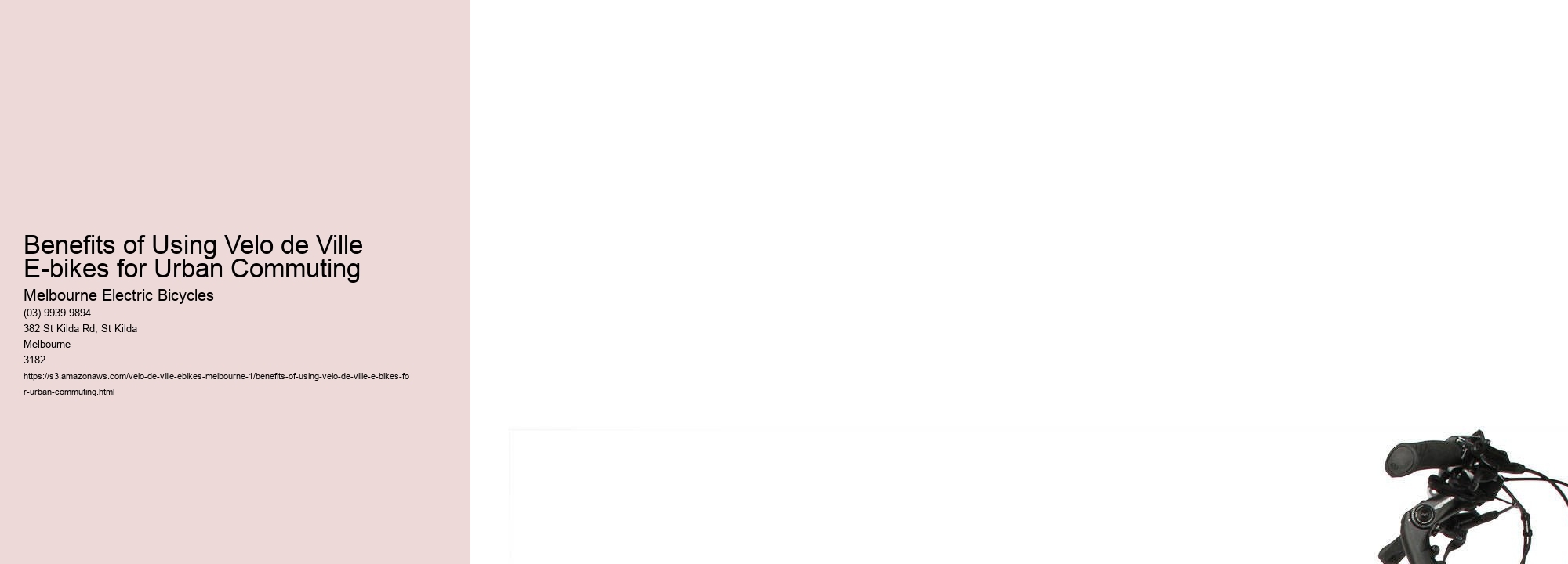 Benefits of Using Velo de Ville E-bikes for Urban Commuting  