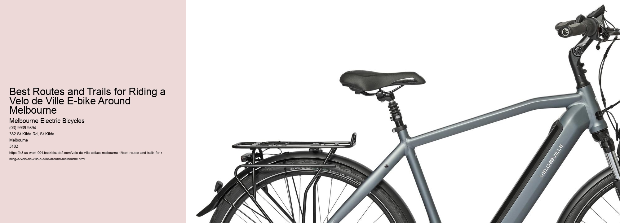 Best Routes and Trails for Riding a Velo de Ville E-bike Around Melbourne  