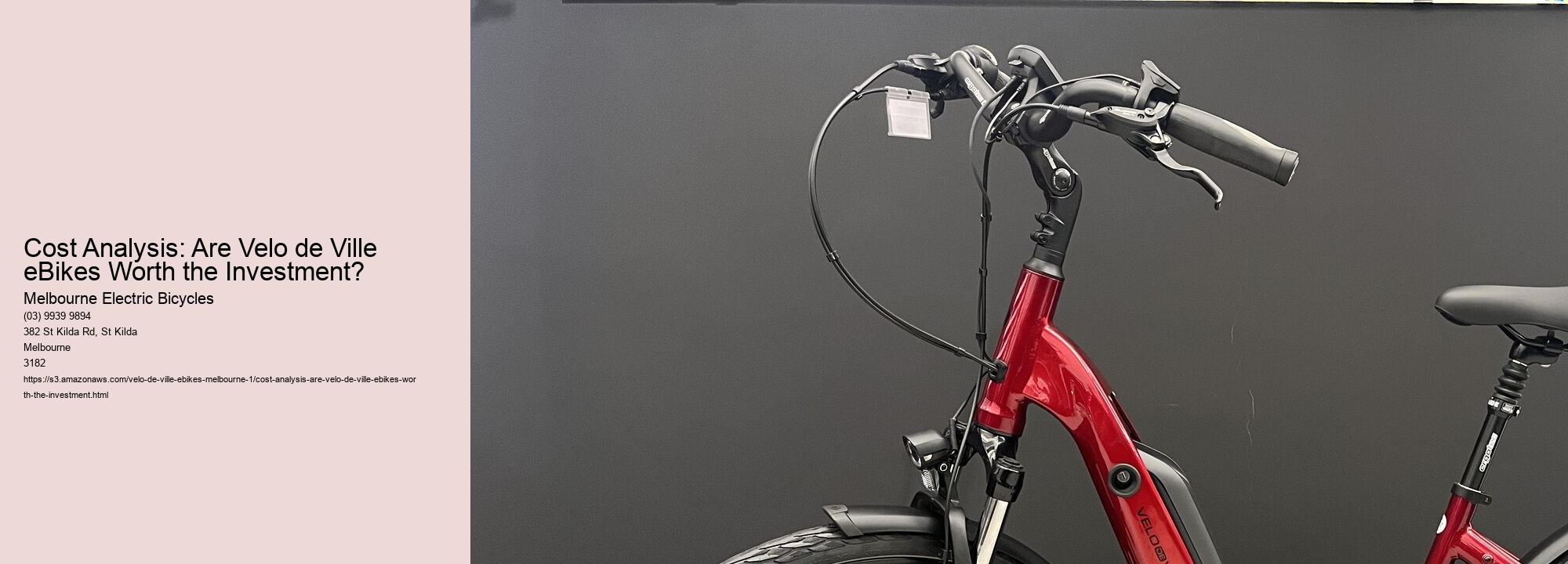 Cost Analysis: Are Velo de Ville eBikes Worth the Investment?