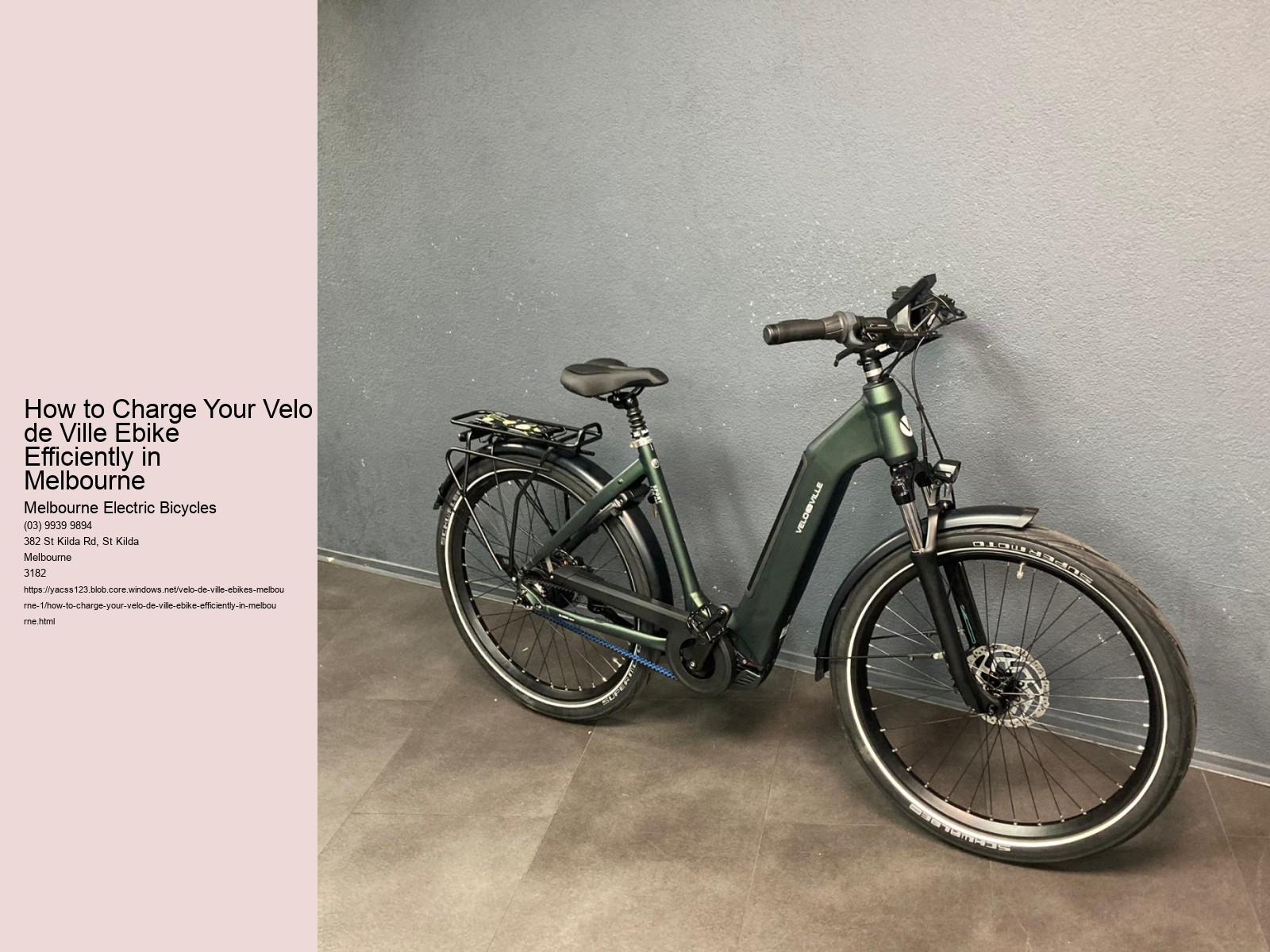 How to Charge Your Velo de Ville Ebike Efficiently in Melbourne  