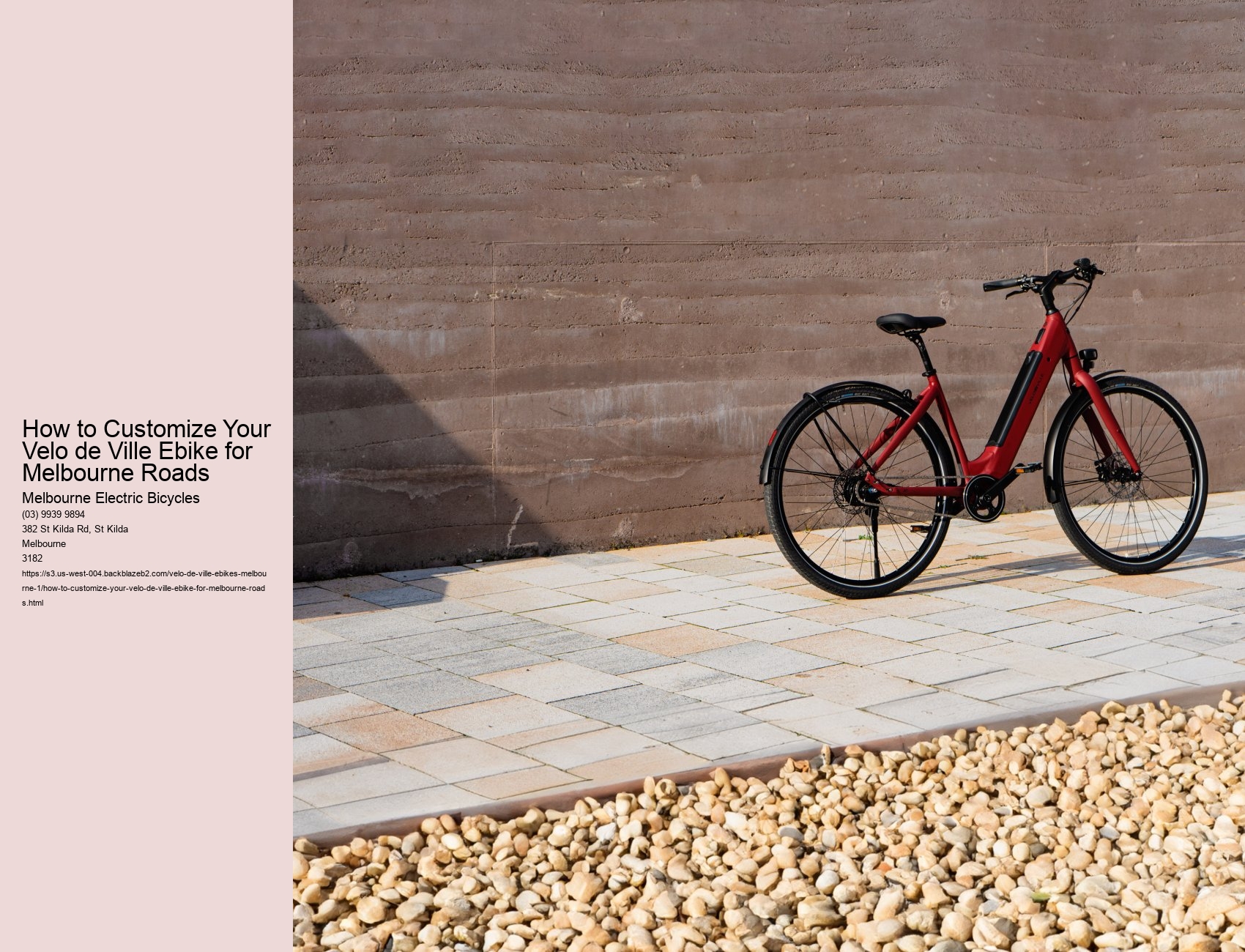 How to Customize Your Velo de Ville Ebike for Melbourne Roads  