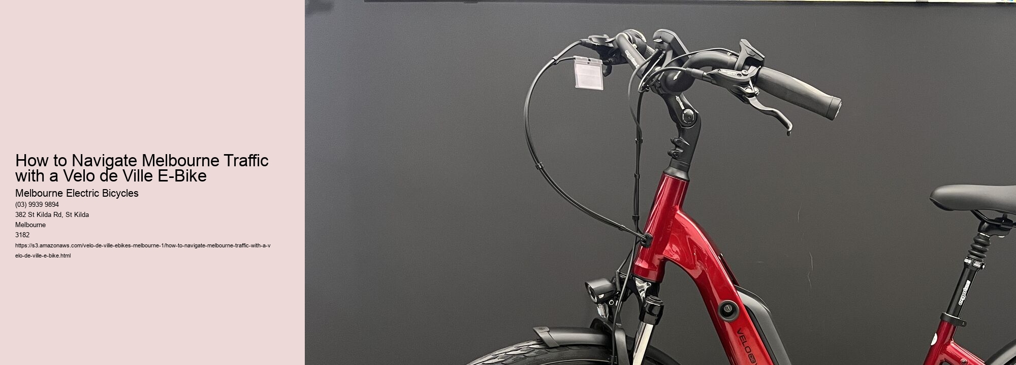How to Navigate Melbourne Traffic with a Velo de Ville E-Bike