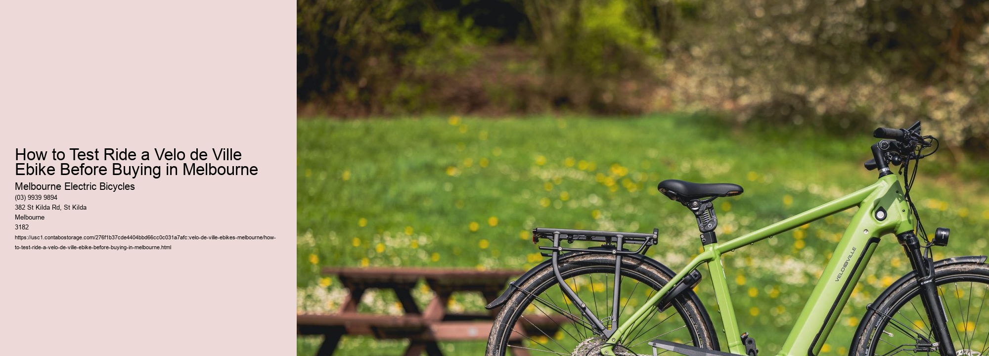How to Test Ride a Velo de Ville Ebike Before Buying in Melbourne  