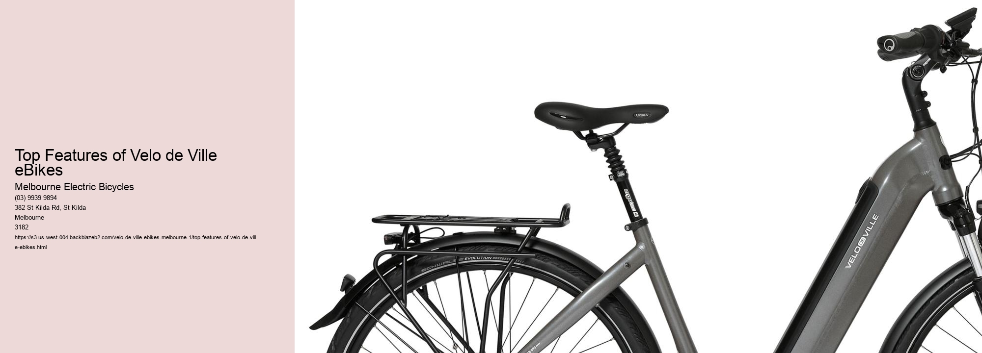 Top Features of Velo de Ville eBikes
