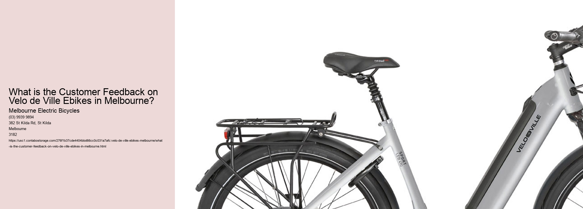 What is the Customer Feedback on Velo de Ville Ebikes in Melbourne?