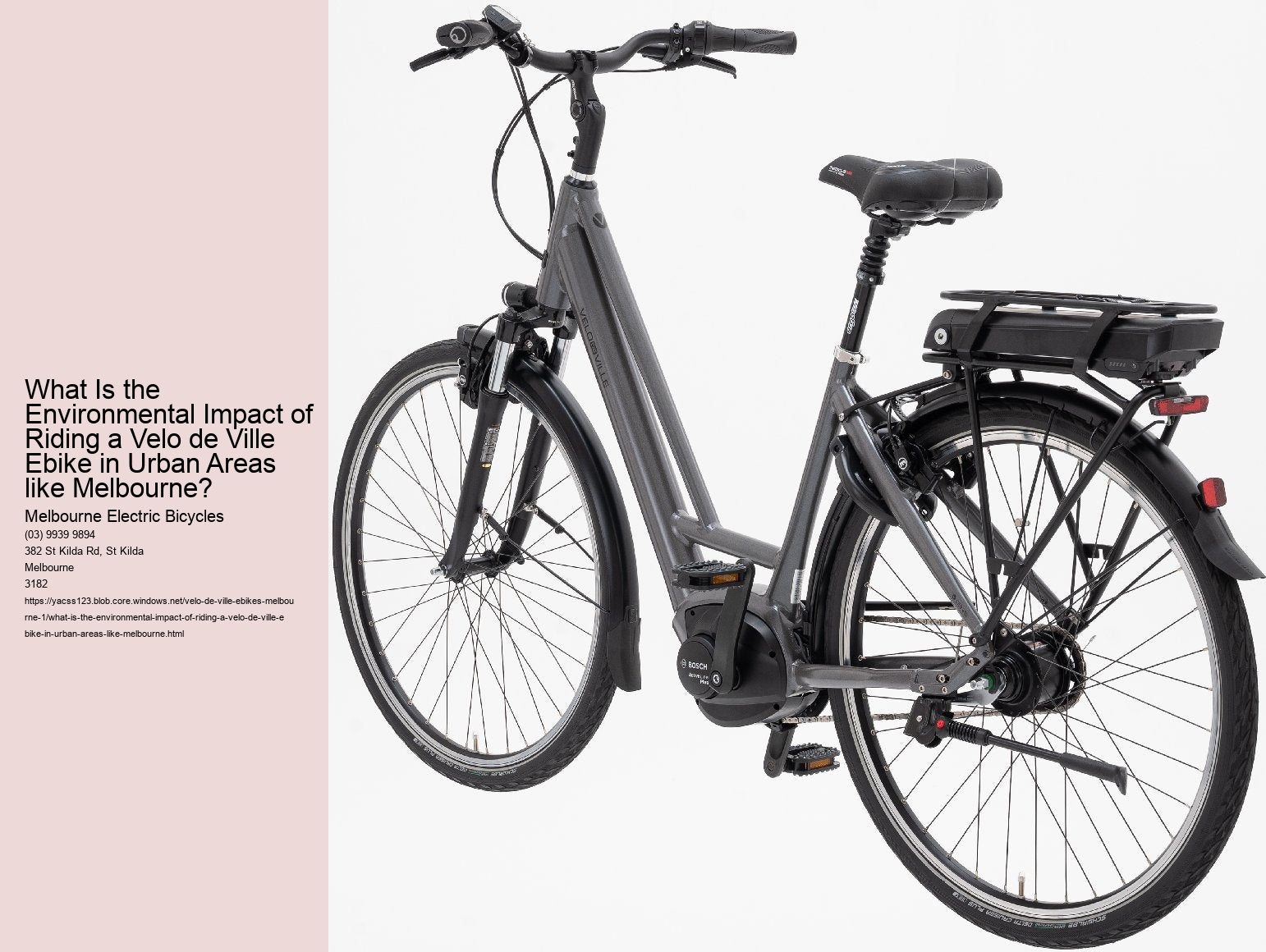 What Is the Environmental Impact of Riding a Velo de Ville Ebike in Urban Areas like Melbourne? 