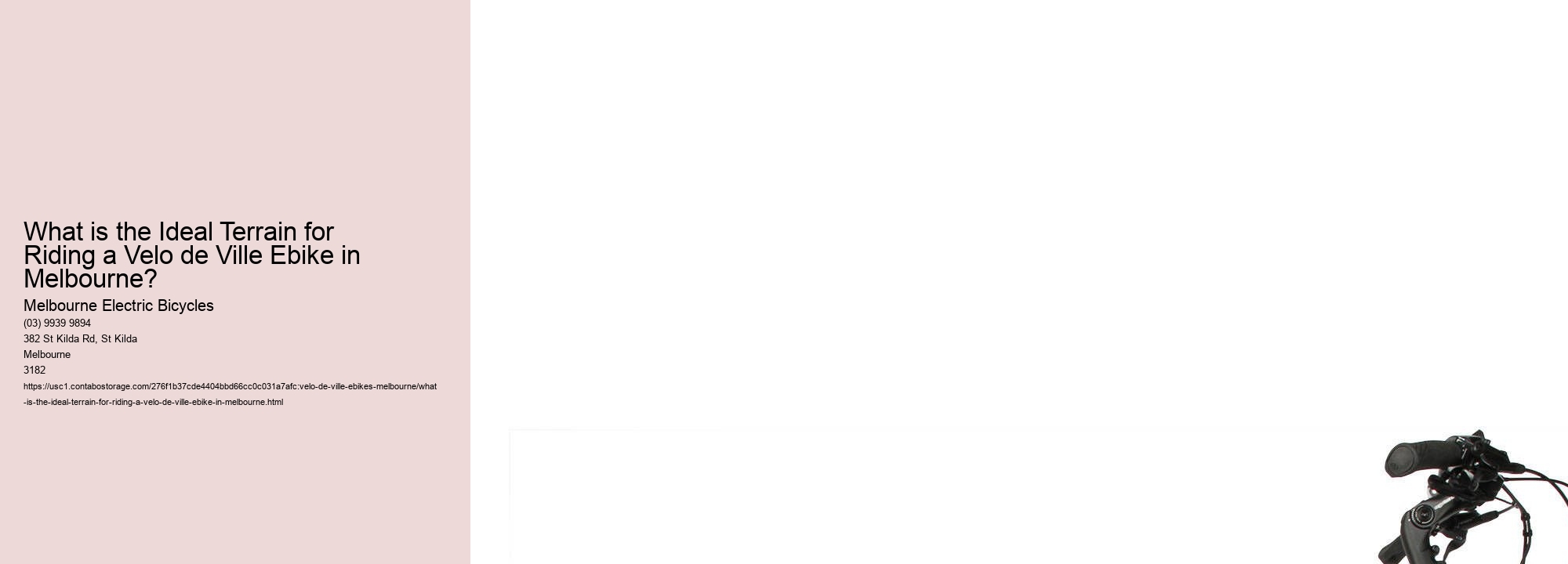 What is the Ideal Terrain for Riding a Velo de Ville Ebike in Melbourne?