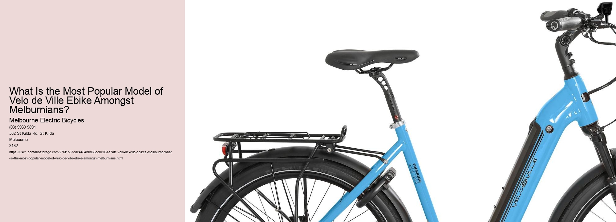 What Is the Most Popular Model of Velo de Ville Ebike Amongst Melburnians? 