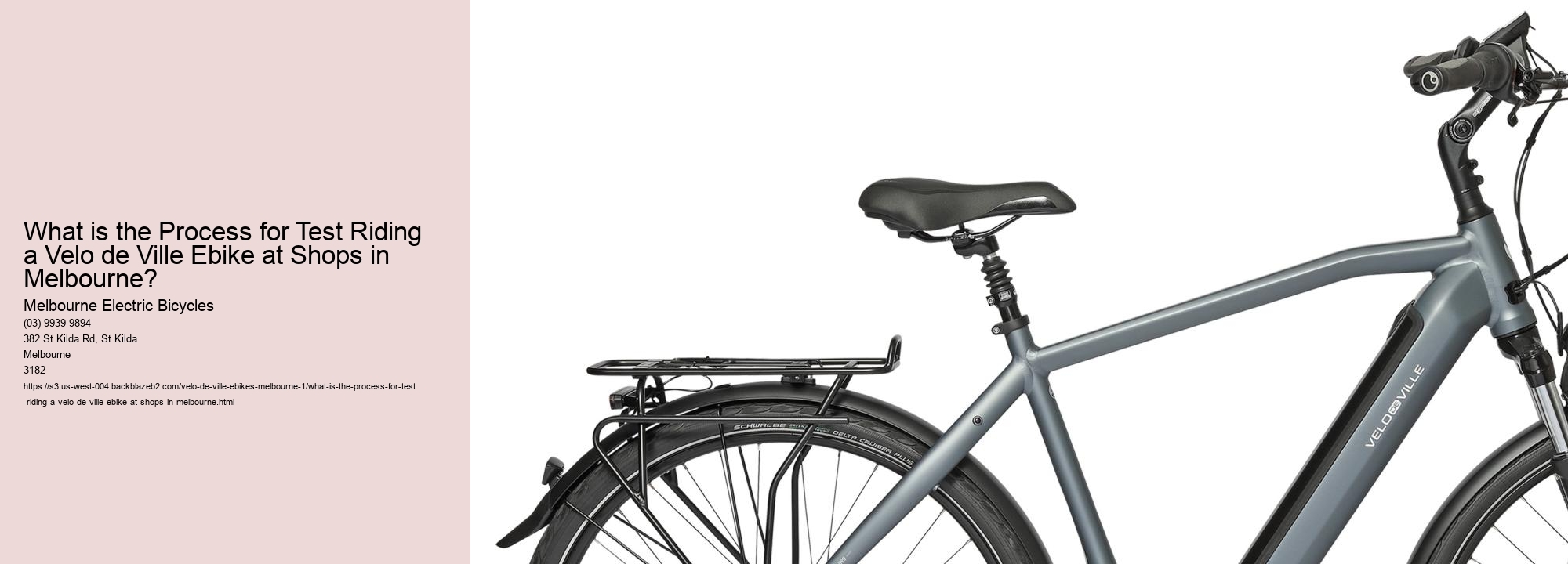 What is the Process for Test Riding a Velo de Ville Ebike at Shops in Melbourne?